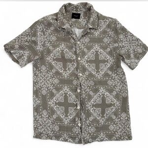 PacSun Men's Brown Patterned Button Down Shirt